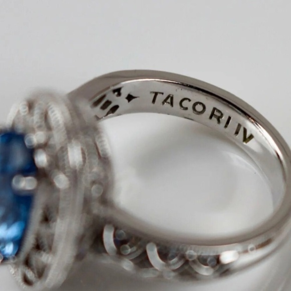 Tacori sterling silver Blue Spinel CZ ring - Picture 4 of 9